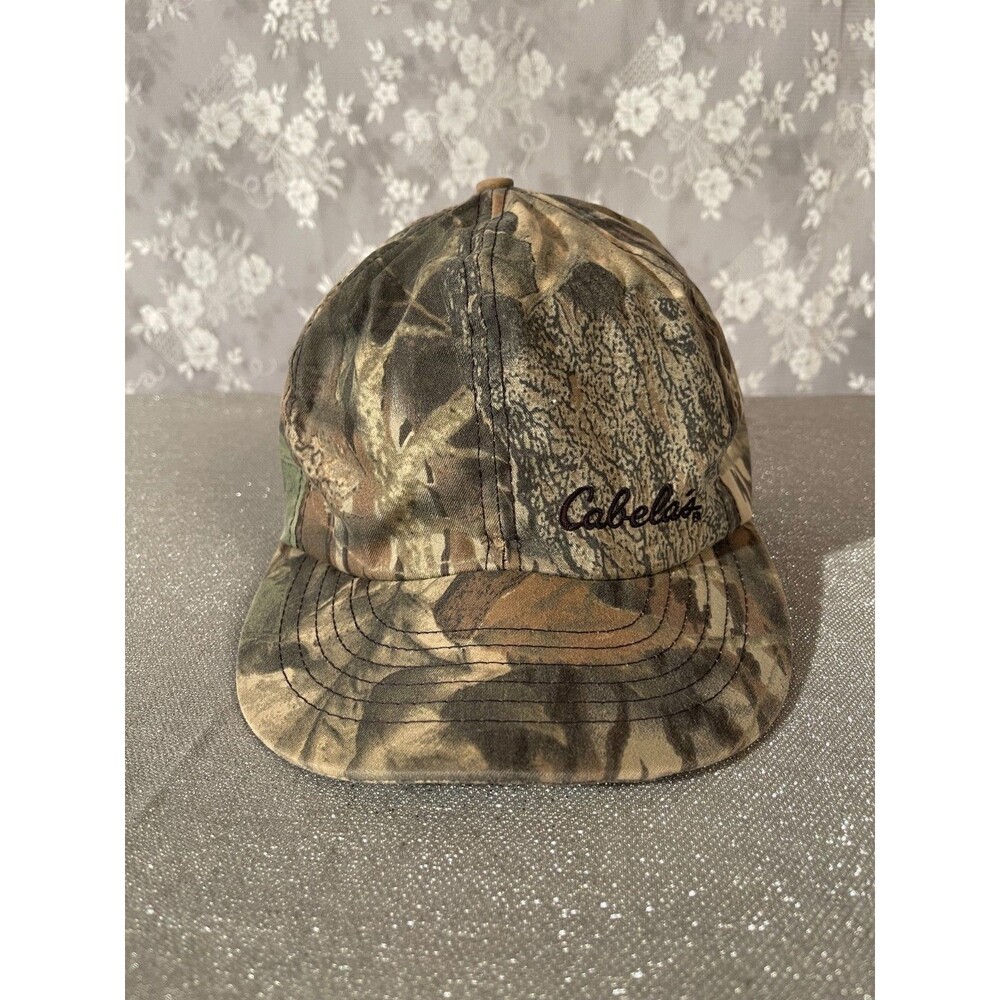 Vintage 80s Cabelas Camo Hunting Hat 1980s Deer Duck Insulated Ear Flaps Medium